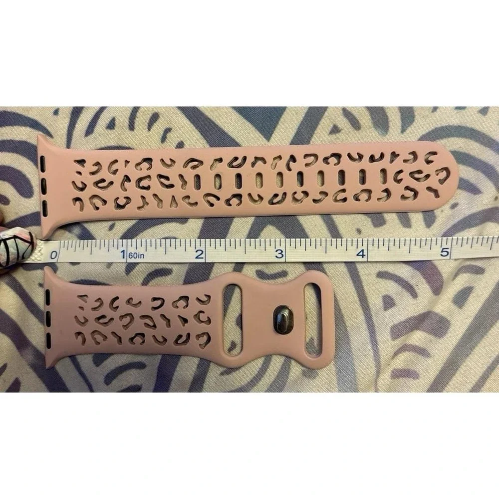 NEW Dusty Rose Cutout Cheetah Print Silicone Band for Apple Watch 42mm/44mm/45mm